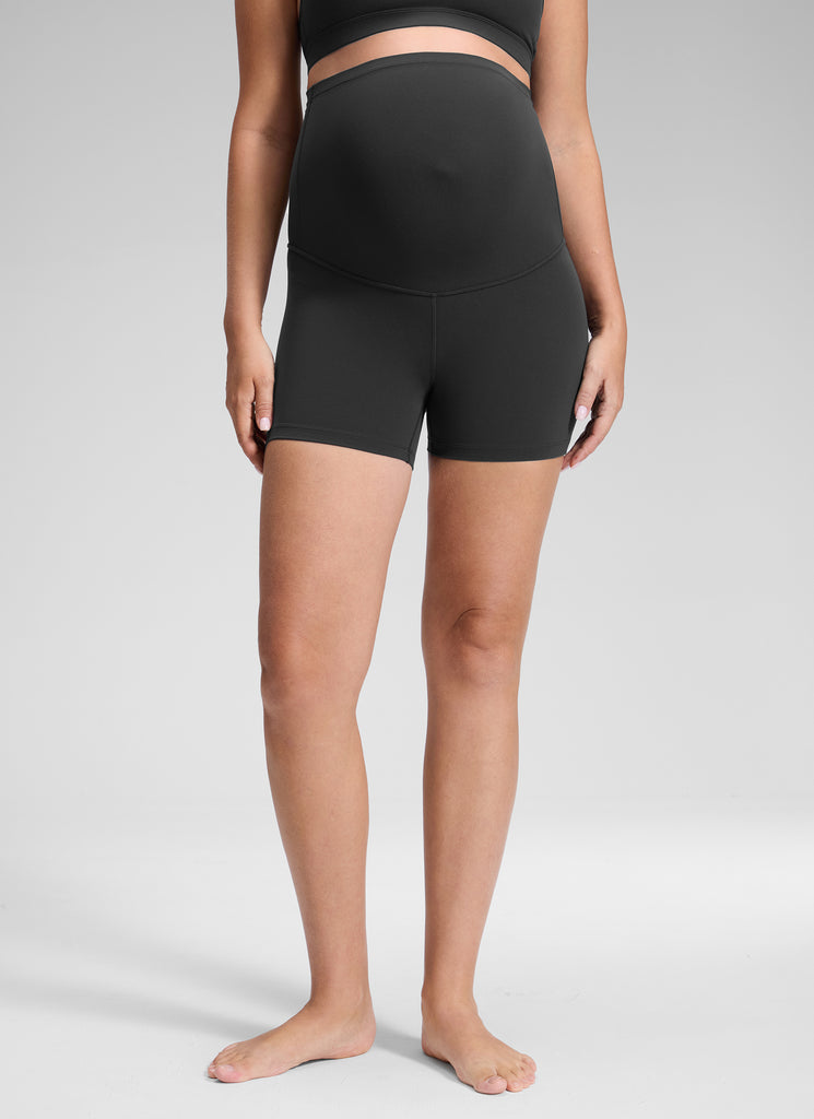 CRZ YOGA Women's Maternity Biker Shorts Super High Rise Butterluxe 4'' Plum Magenta