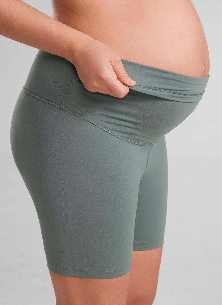 CRZ YOGA Women's Maternity Biker Shorts Super High Rise Butterluxe 6'' Grey Sage