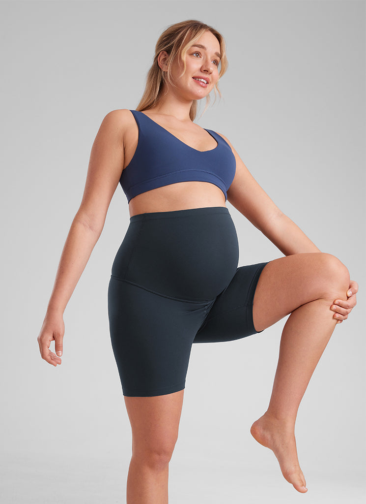CRZ YOGA Women's Maternity Biker Shorts Super High Rise Butterluxe 6'' True Navy