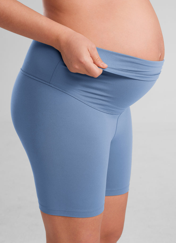 CRZ YOGA Women's Maternity Biker Shorts Super High Rise Butterluxe 6'' Oasis Blue