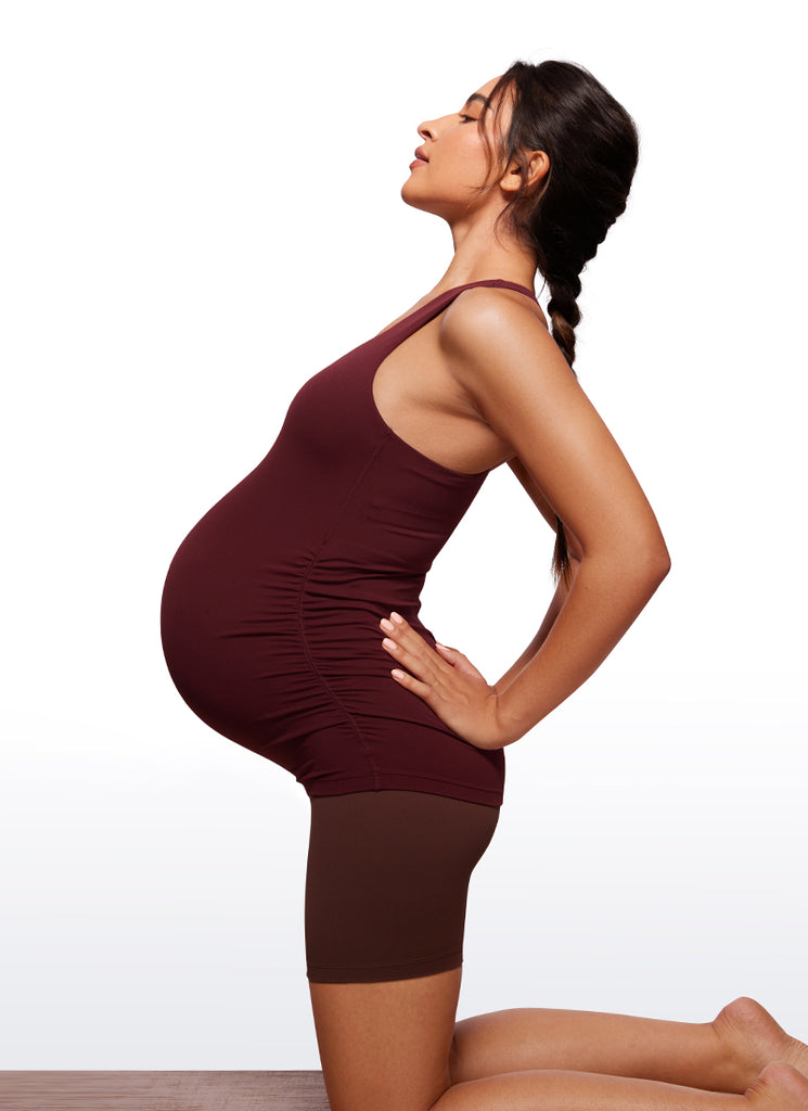 CRZ YOGA Women's Butterluxe Yoga Maternity Tank Top Racerback Pitch Blue