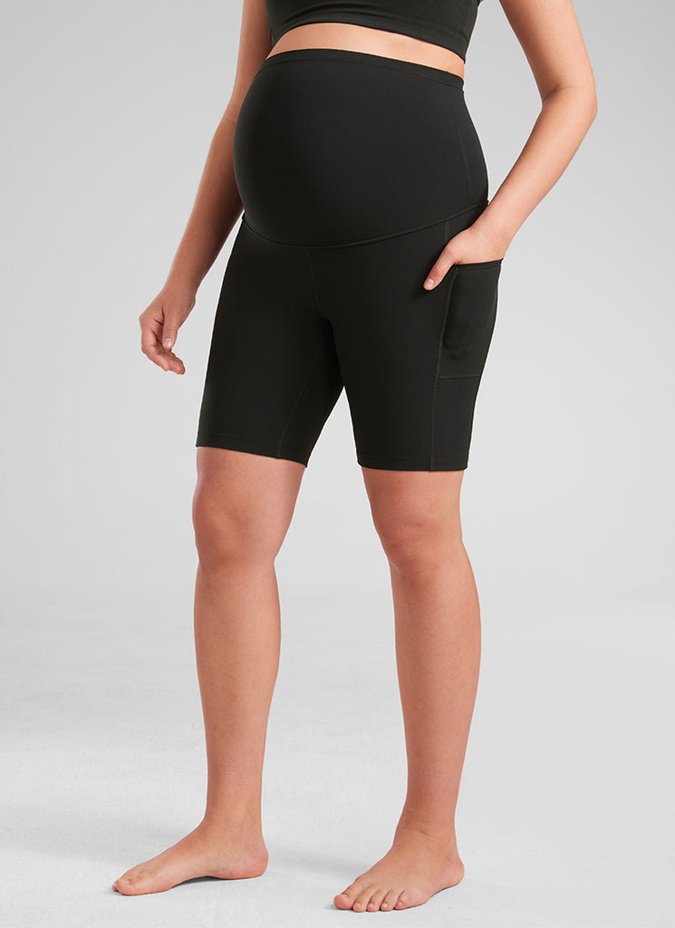 CRZ YOGA Women's Maternity Biker Shorts with Pockets Butterluxe 8'' Black