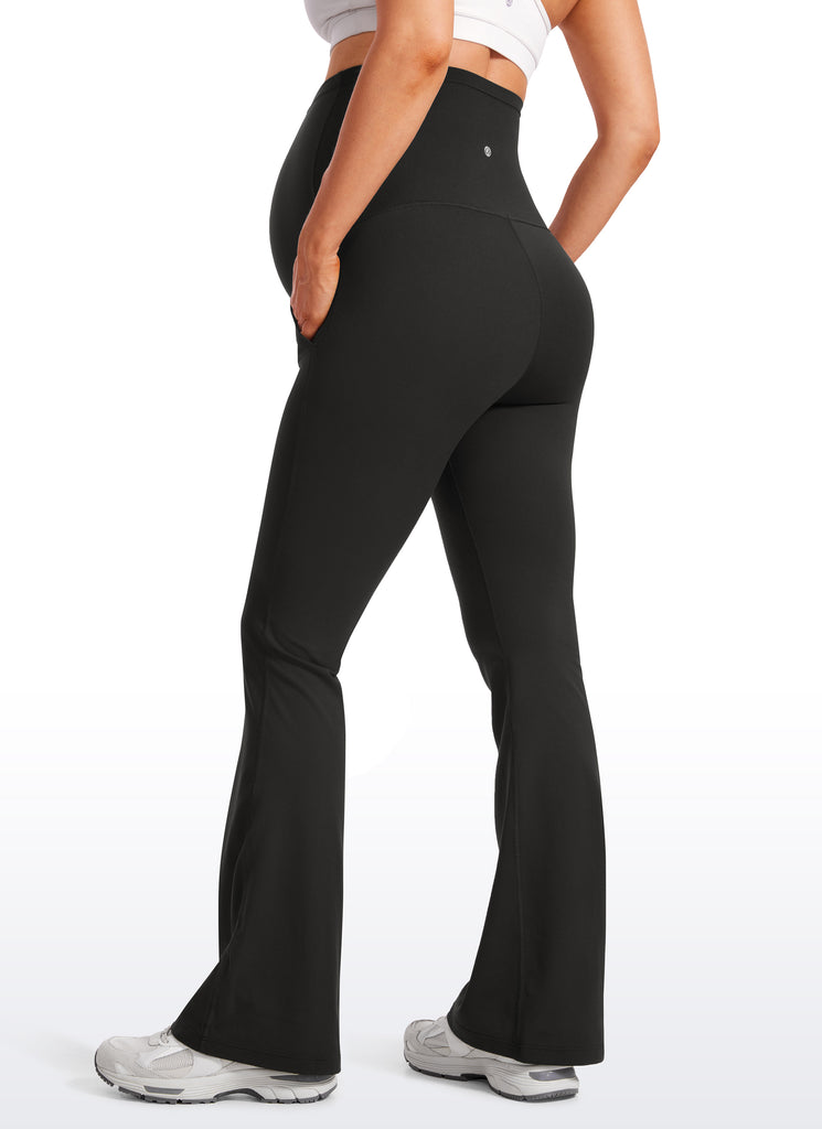 CRZ YOGA Women's Maternity Flare Leggings Pockets Butterluxe 31'' Red Merlot