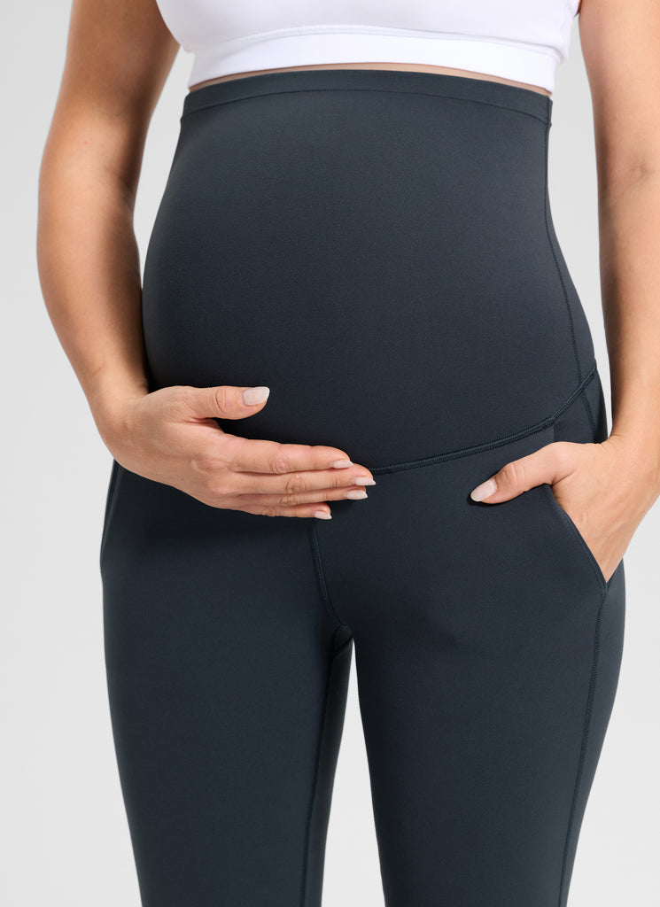 CRZ YOGA Women's Maternity Flare Leggings Pockets Butterluxe 31'' Black