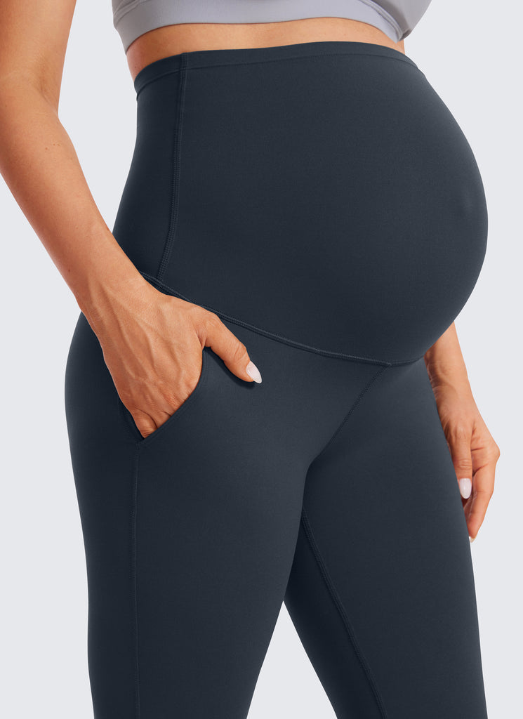 CRZ YOGA Women's Maternity Flare Leggings Pockets Butterluxe 31'' Black