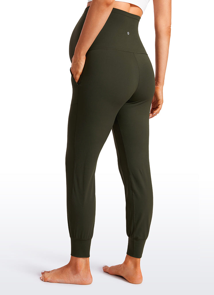 CRZ YOGA Women's Maternity Joggers Pockets Butterluxe 27'' Olive Green
