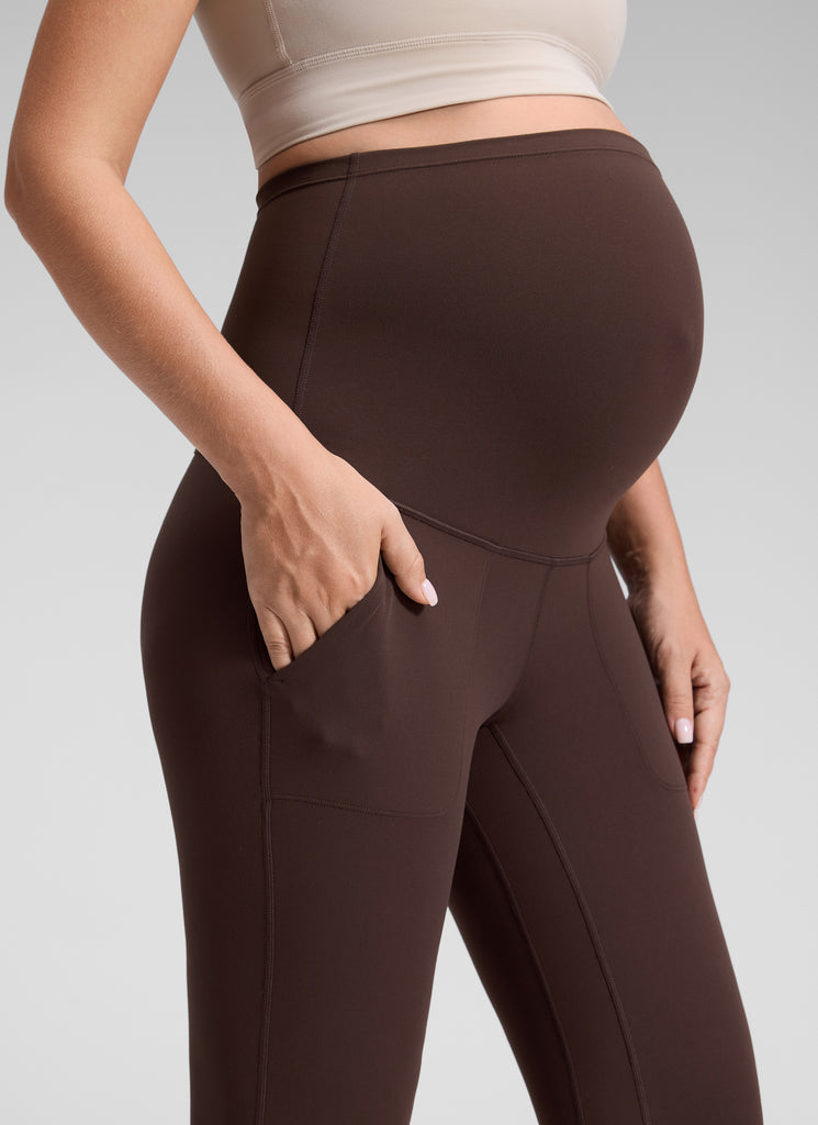 CRZ YOGA Women's Maternity Joggers Pockets Butterluxe 27'' Hot Fudge Brown