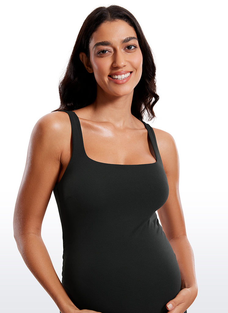 CRZ YOGA Womens Butterluxe Sleeveless Tank Maternity Dress Black