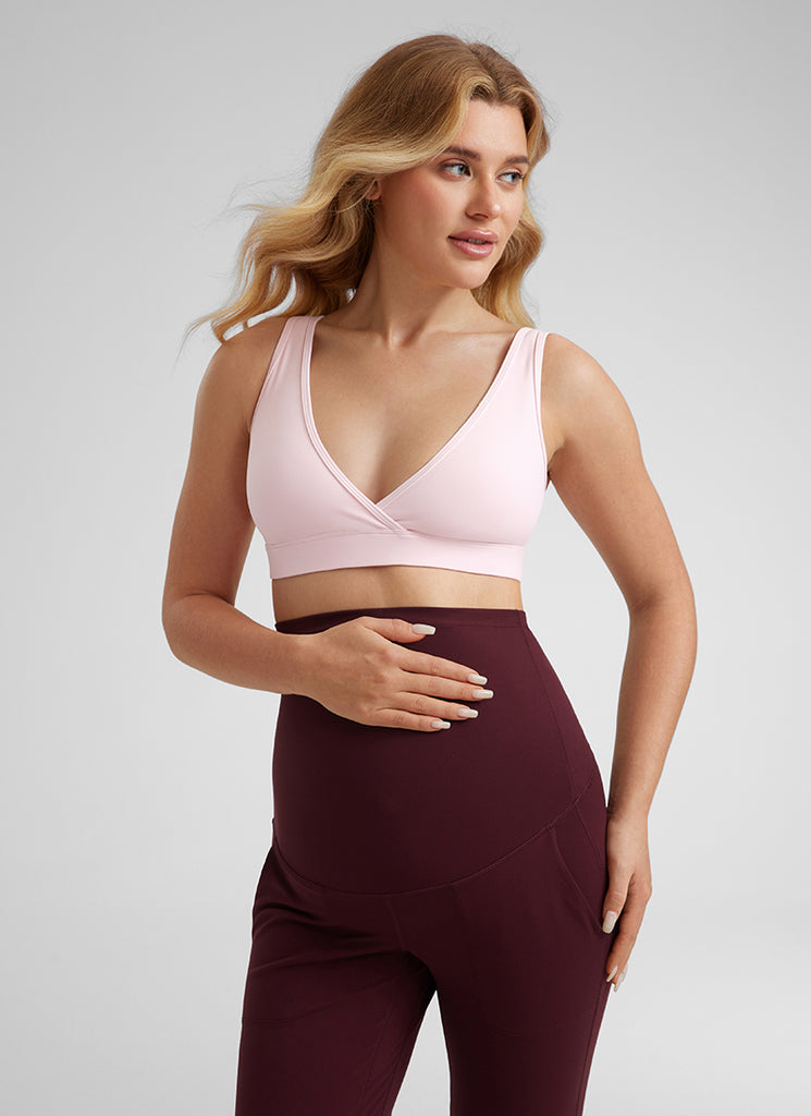 CRZ YOGA Women Butterluxe Maternity Nursing Bras Crossover Wireless Sparkle Blue