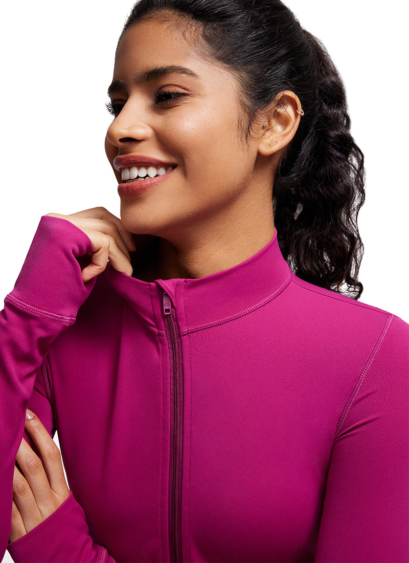 Butterluxe Full Zip Cropped Jackets with Thumb Holes